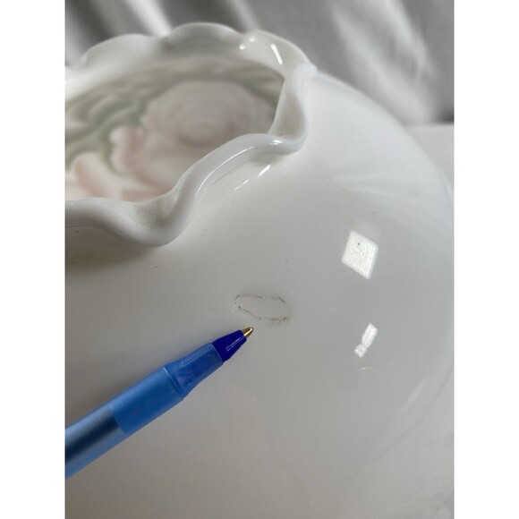 Antique Gone With The Wind Globe Lamp Shade Hand Painted Pink Floral Roses READ - Picture 7 of 14